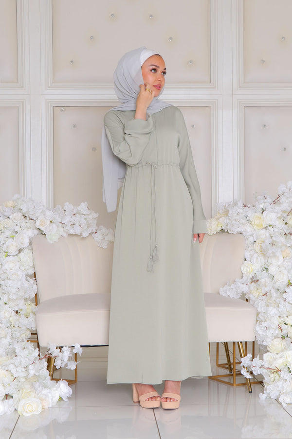 Ivy Essential Flare Abaya- Light Sage Green